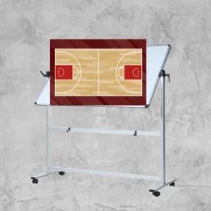 Pizarra táctica extra grande con ruedas y diseño de cancha de baloncesto personalizada para clubes.